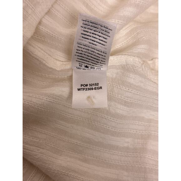 Faherty Top Medium Womens Ivory Organic Cotton Woven Gauze Popover Blouse Shirt - Picture 9 of 9